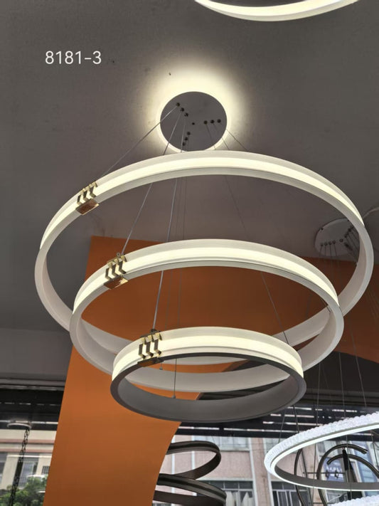 Modern LED Ring Chandelier – 3-Tier Design (Model 8181-3)