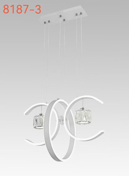 Modern LED Pendant Light with Crystal Glass – 3-Light Ring Chandelier (8187-3)
