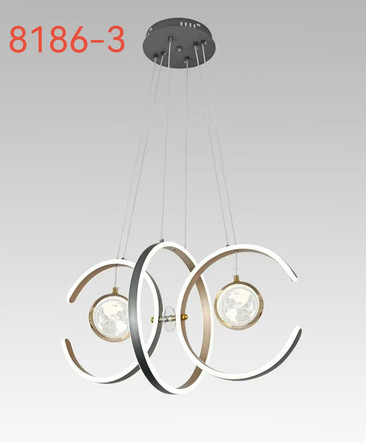 Modern 3-Light LED Pendant Light with Globe Design – Ring Chandelier (8186-3)